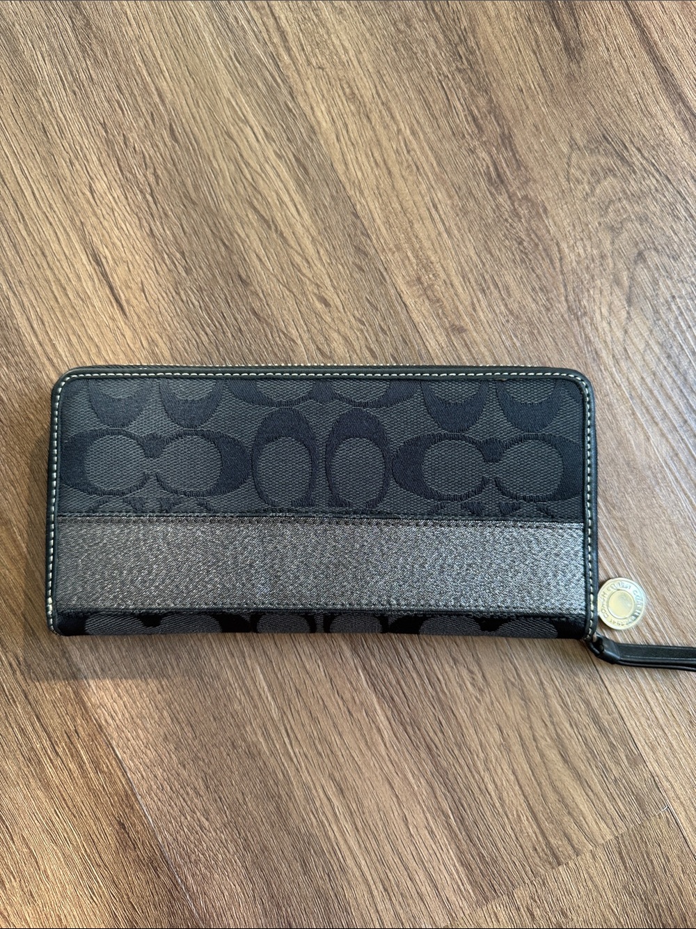 Coach Signature Stripe Legacy Y2K Wallet (Black/Silver)